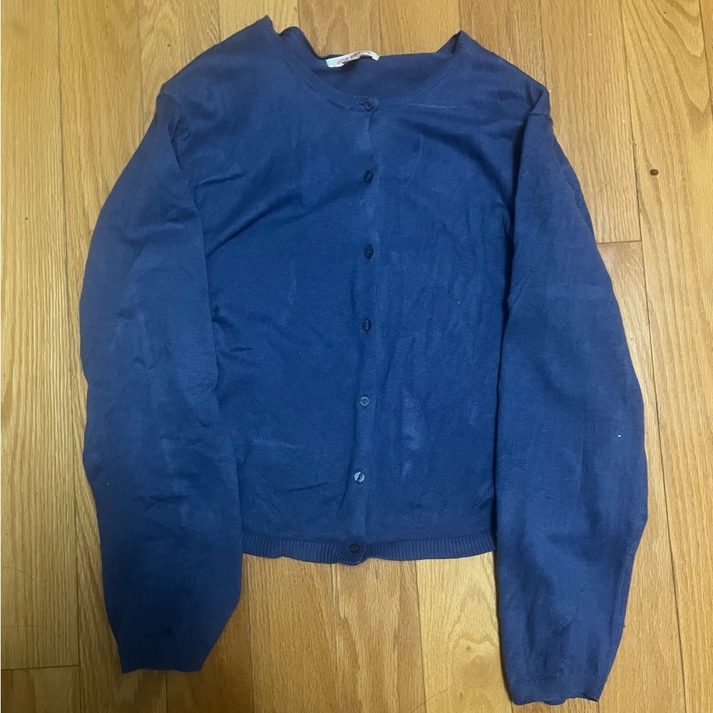 Cashmere Blend Blue Button-Up Cardigan